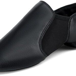 Jazz Shoes Leather Unisex Slip-On Dance Shoes for Women Men Black Size 6